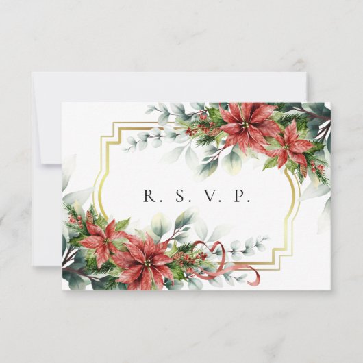 Carte RSVP de mariage de vacances Poinsettia (Devant)
