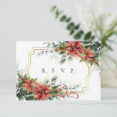 Carte RSVP de mariage de vacances Poinsettia (Debout devant)
