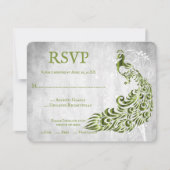 Carte RSVP de mariage de vigne Peacock vert (Devant)