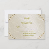 Carte RSVP de mariage décoratif crème (Devant)