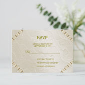 Carte RSVP de mariage décoratif crème (Debout devant)