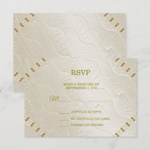 Carte RSVP de mariage décoratif crème