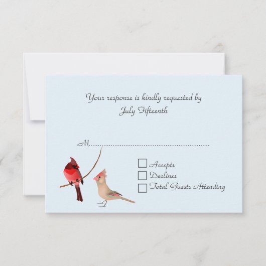 Carte RSVP de mariage des cardinaux rouges (Devant)