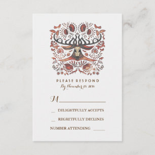 Carte RSVP de mariage des cerfs de bois rustique A