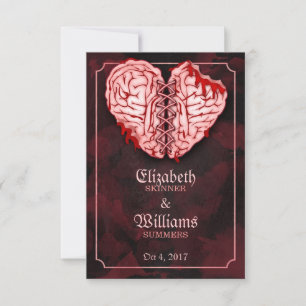 Carte RSVP de mariage des cerveaux Zombie