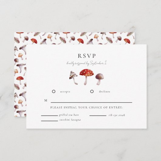Carte RSVP de mariage des champignons enchantés (Devant / Derrière)