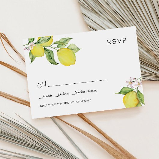 Carte RSVP de mariage des citrons d'été