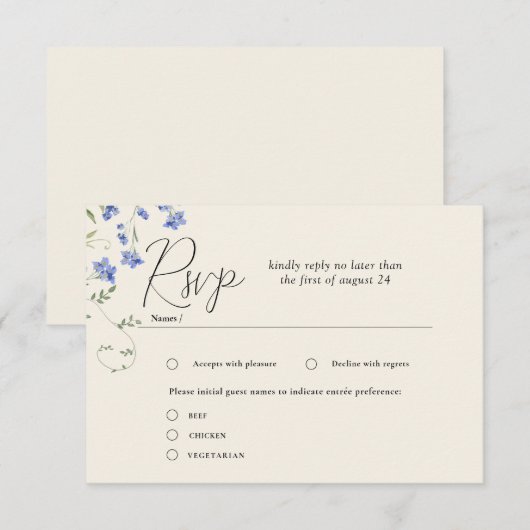 Carte RSVP de mariage des fleurs sauvages d'aquare (Devant / Derrière)
