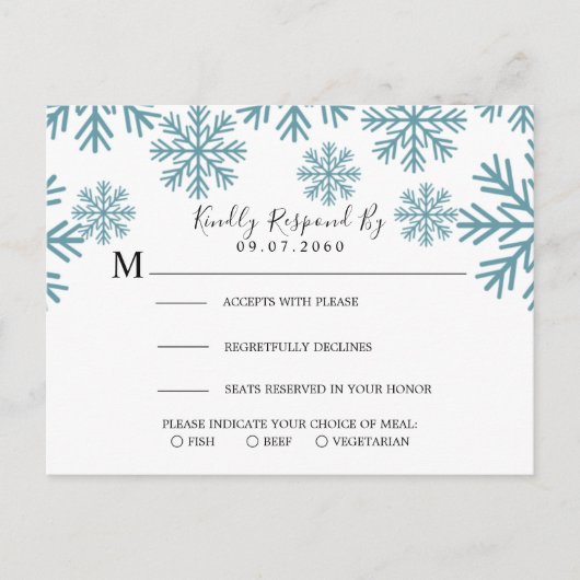 Carte RSVP de mariage des flocons de neige (Devant)