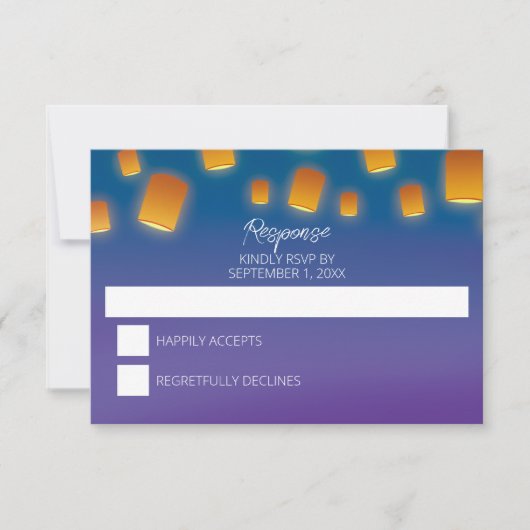 Carte RSVP de mariage des lanternes (Devant)