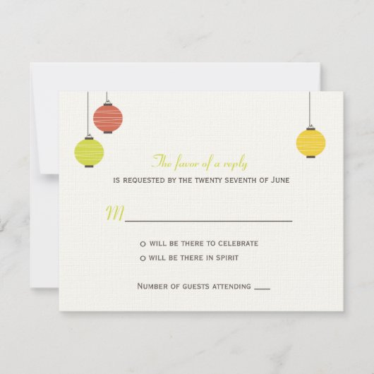 Carte RSVP de mariage des lanternes (Devant)