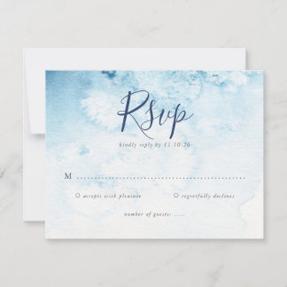 Carte RSVP de mariage d'hiver bleu aquarelle