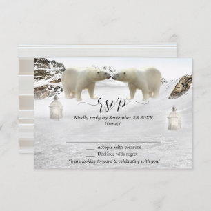 Carte RSVP de mariage d'hiver de l'ours polaire