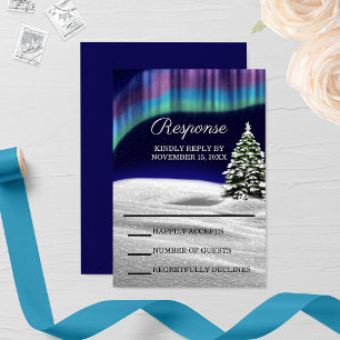 Carte RSVP de mariage d'hiver Northern Lights