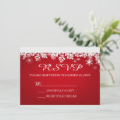 Carte RSVP de mariage d'hiver Red Snowflake (Debout devant)