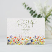 Carte RSVP de mariage du code QR fleur sauvage (Debout devant)