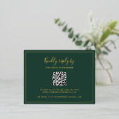 Carte RSVP de Mariage du code QR vert traditionnel (Debout devant)