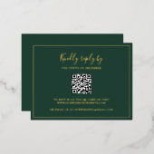 Carte RSVP de Mariage du code QR vert traditionnel (Recto/Verso)