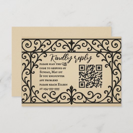 Carte RSVP de mariage du code QR Vow Iron (Devant / Derrière)