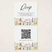 Carte RSVP de mariage du Fleur sauvage de code QR (Devant & derrière)