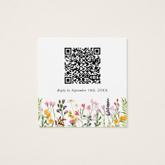 Carte RSVP de mariage du Fleur sauvage de code QR (Dos)
