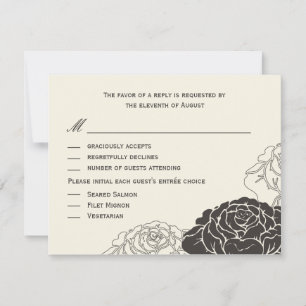 Carte RSVP de mariage du jardin rose - Charcoal