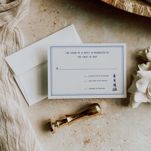 Carte RSVP de mariage du phare nautique