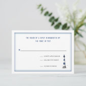 Carte RSVP de mariage du phare nautique (Debout devant)