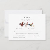 Carte RSVP de mariage du poulet animal de ferme (Devant)