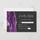 Carte RSVP de mariage du script d'agate d'argent v (Devant)