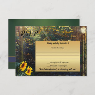 Carte RSVP de mariage du tournesol de la forêt enc