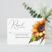 Carte RSVP de mariage du tournesol jaune (Debout devant)