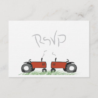 Carte RSVP de mariage du tracteur rouge
