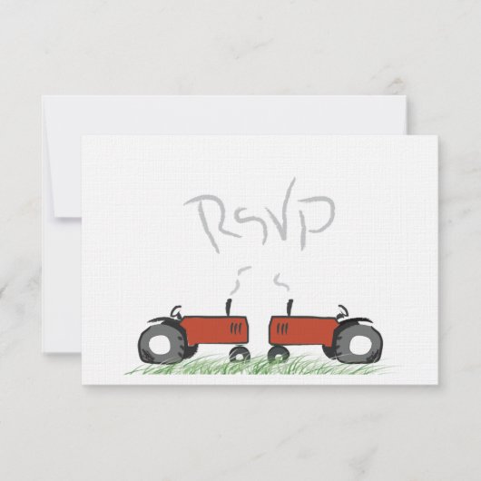 Carte RSVP de mariage du tracteur rouge (Devant)