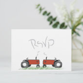 Carte RSVP de mariage du tracteur rouge (Debout devant)