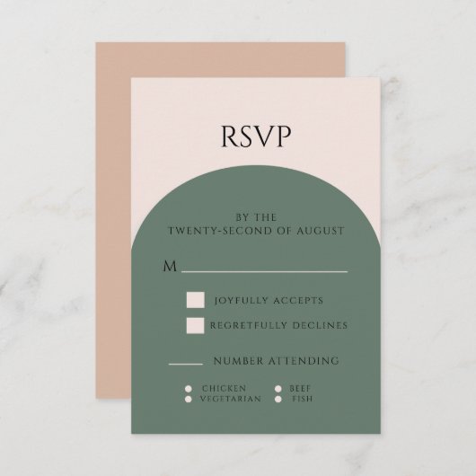 CARTE RSVP DE MARIAGE EARTH TONE ARCH (Devant / Derrière)