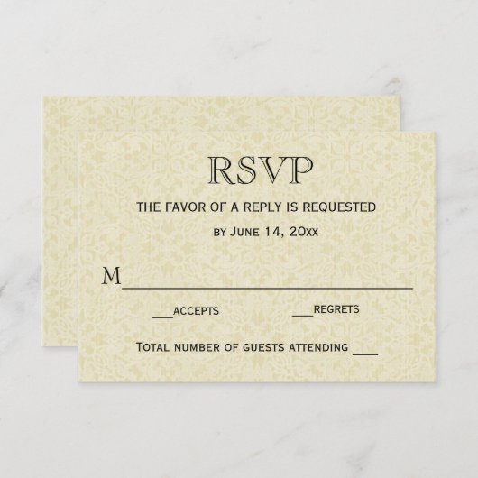 Carte RSVP de mariage / Ecru Lace (Devant / Derrière)