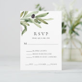 Carte RSVP de mariage élégant à la branche d'olivi (Debout devant)