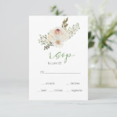 Carte RSVP de mariage élégant à la flore blanche (Debout devant)