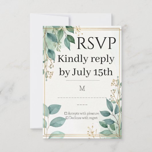 Carte RSVP de mariage élégante (Devant)