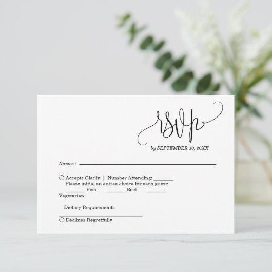 Carte RSVP de mariage élégante (Debout devant)