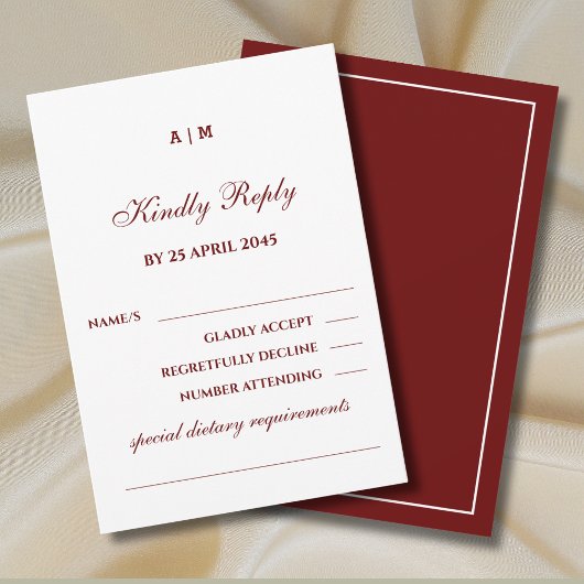 Carte RSVP de mariage élégante avec monogramme en