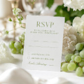 Carte RSVP de mariage élégante blanche et verte Sa