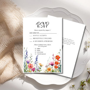 Carte RSVP de mariage élégante Fleur sauvage color