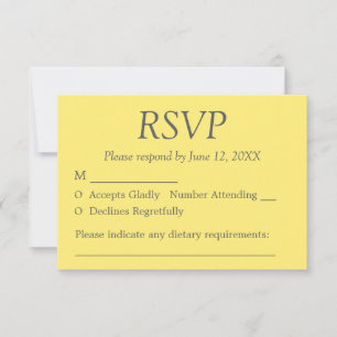Carte RSVP de mariage élégante gris jaune