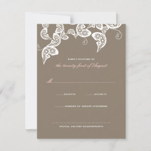 Carte RSVP de mariage élégante Peacock Floral Blan