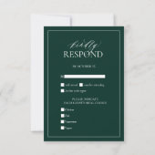 Carte RSVP de mariage Emerald Green Monogram (Dos)