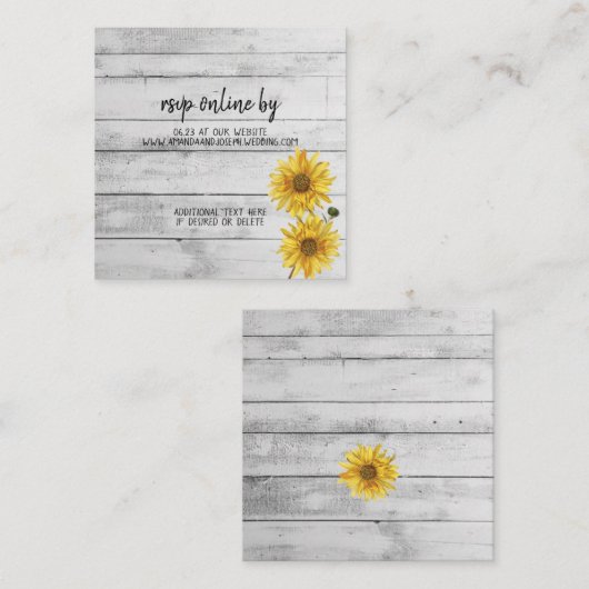 Carte RSVP de mariage en bois blanc rustique (Devant / Derrière)