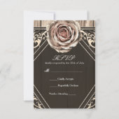 Carte RSVP de mariage en bois clair élégant Rose R (Devant)