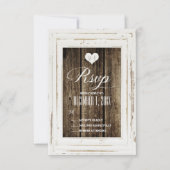 Carte RSVP de mariage en bois de grange rustique b (Devant)